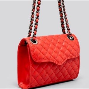REBECCA MINKOFF Hot Vibrant Orange Quilted Flap Bag